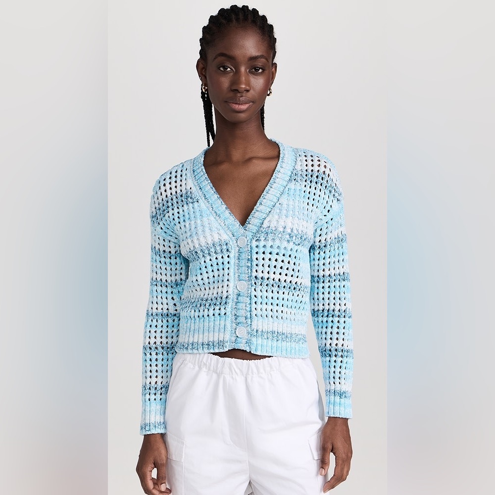 SUNDRY Boxy Crochet  Blue Cardigan M‎